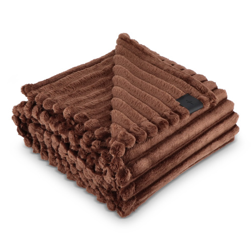 Koc polarowy Sagaform Esther z recyklingu 130 x 170 cm Ciemnobrązowy LT52401-N0050 (3)