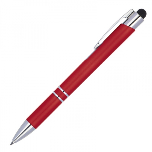 Długopis plastikowy touch pen z podświetlanym logo WORLD czerwony 089205 (4)