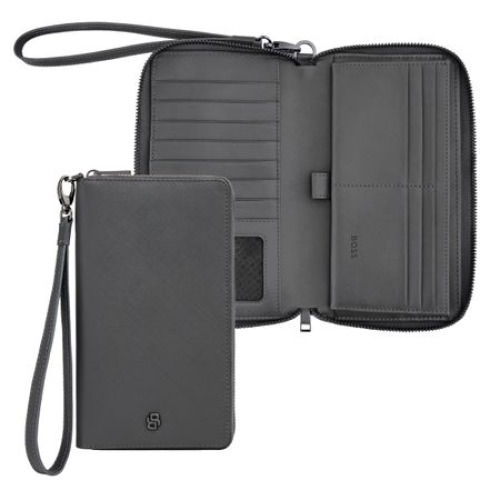 Portfel podróżny Double B Saffiano Black Szary HLL526H 
