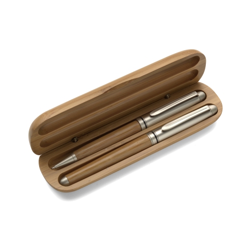 Zestaw piśmienny, długopis i pióro kulkowe drewno V1300-17 