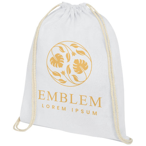 Plecak Oregon wykonany z bawełny o gramaturze 140 g/m² ze sznurkiem ściągającym Biały 12057501 (1)