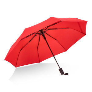 Daintree 190T Pongee 21.5" Składany parasol automatyczny, wiatroodporny Czerwony