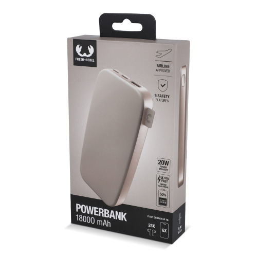 2PB18100 | Fresh 'n Rebel Powerbank 18000mAh USB-C Fast Charging 20W Beżowy LT49403-N0055 (6)