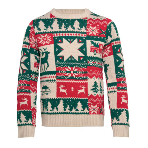 Świąteczny sweter z dzianiny S-M Bezowy