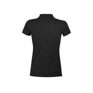Koszulka Polo Damska Dopasowana Bawełniana Pika - Black & Grey (Solid)
