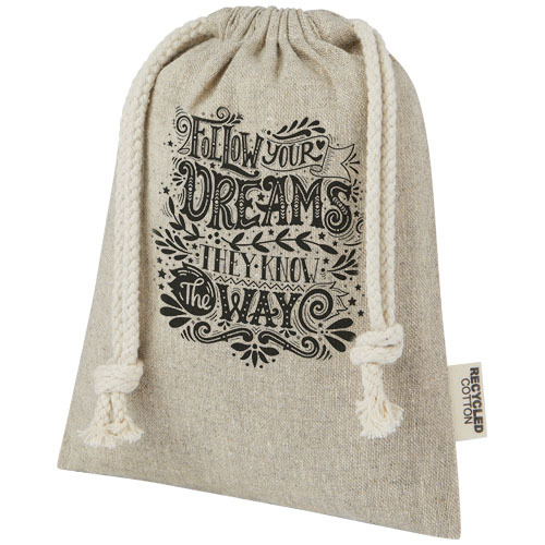 Pheebs torba na prezent z bawełny z recyklingu o gramaturze 150 g/m² i z certyfikatem GRS, mała o pojemności 0,5 l Naturalny melanż 12067006 (1)