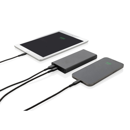 Szybki power bank 10000 mAh Terra, aluminium z recyklingu Szary P322.692 (2)