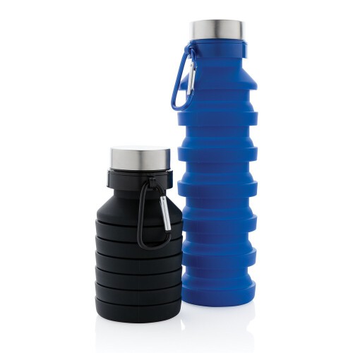 Składana butelka sportowa 550 ml z karabińczykiem niebieski P432.625 (9)