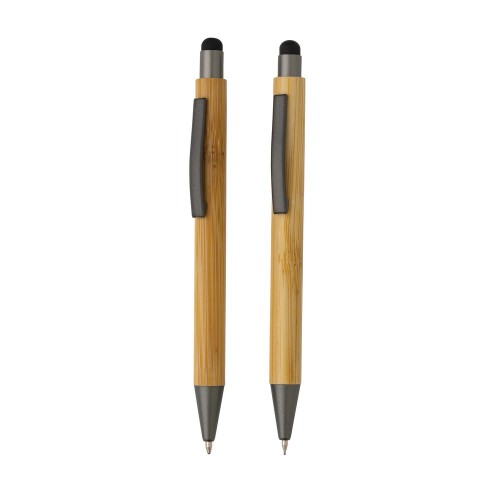 Bambusowy zestaw piśmienny, długopis i ołówek brązowy P611.109 (1)