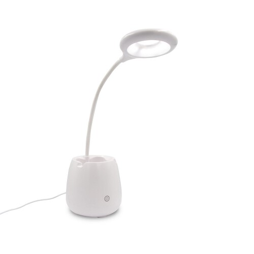 Lampka na biurko, głośnik bezprzewodowy 3W, stojak na telefon, pojemnik na przybory do pisania biały V0188-02 (3)