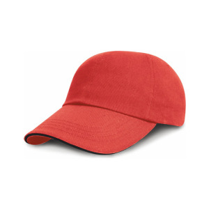 Czapka 6-panelowa Czesana Bawełna Drill Sandwich - Grey & Red
