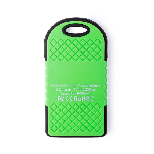 Wodoodporny power bank 4000 mAh, ładowarka słoneczna Zielony V0354-06 (2)