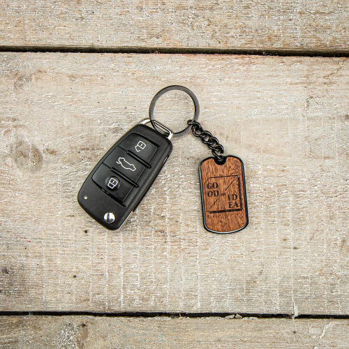 Metalowy brelok z elementem drewnianym Merbau BWD08853M 
