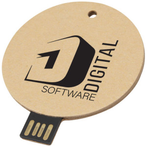 Okrągły pendrive wyposażony w interfejs USB 2.0 z papieru z recyklingu