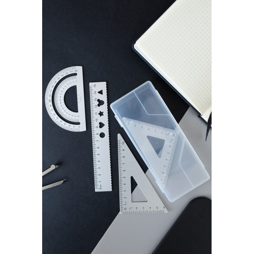 Zestaw szkolny, linijki, 2 ekierki i kątomierz | Kaulana Szary VA054-19 (6)