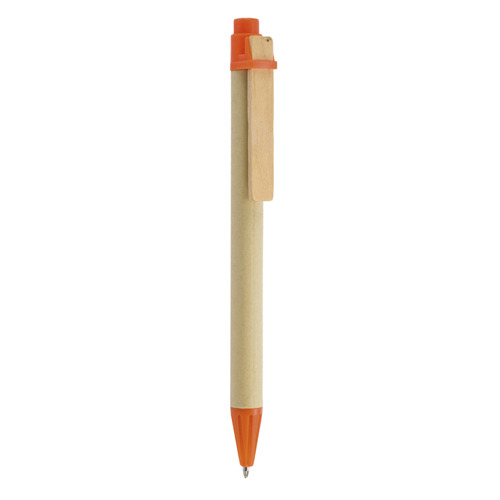 Długopis tekturowy z drewnianym klipsem / Recypen Pomarańczowy IP13127432 