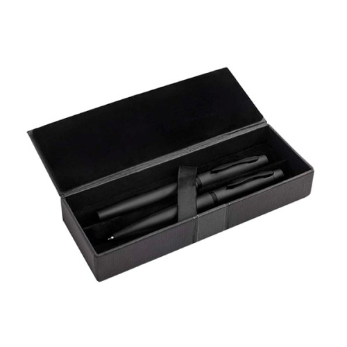 Zestaw piśmienny - metalowy długopis i pióro kulkowe / Mety Czarny IP33037811 (2)