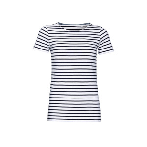 T-shirt Klasyczny Bawełniany w Paski - White & Red