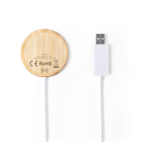 Magnetyczna bambusowa ładowarka bezprzewodowa 10W Neutralny V0167-00 (5)