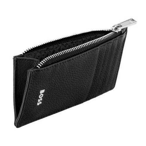Portfel na karty z zamkiem Classic Grained Black Czarny HLK518A (4)