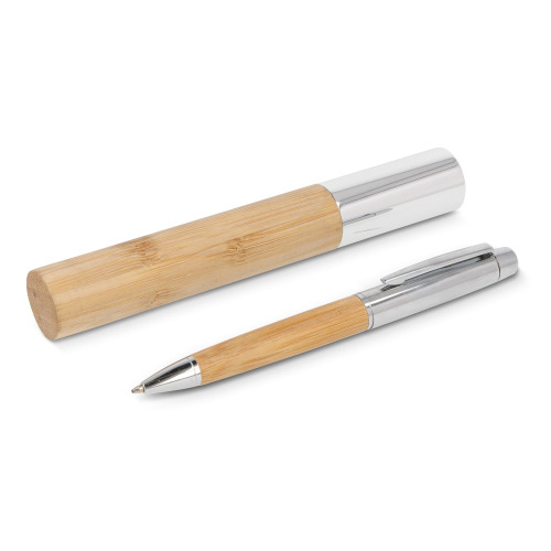 Metalowy bambusowy długopis w tubie Naturalny LT82172-N0094 