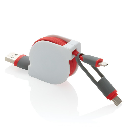 Zwijany kabel do ładowania i synchronizacji 3 w 1 czerwony V0160-05 