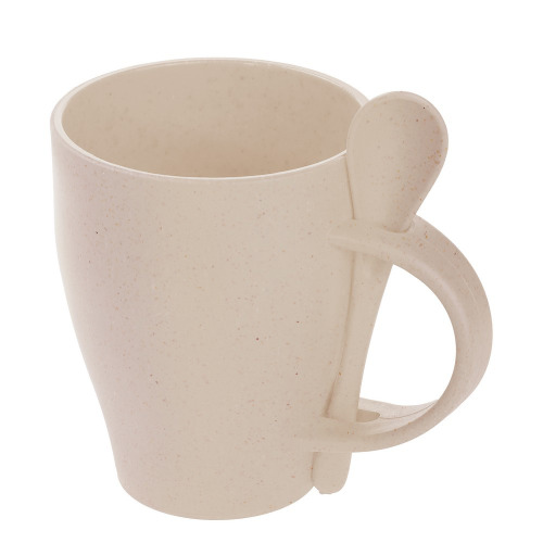 Bambusowy kubek 300 ml z łyżeczką Neutralny V0847-00 