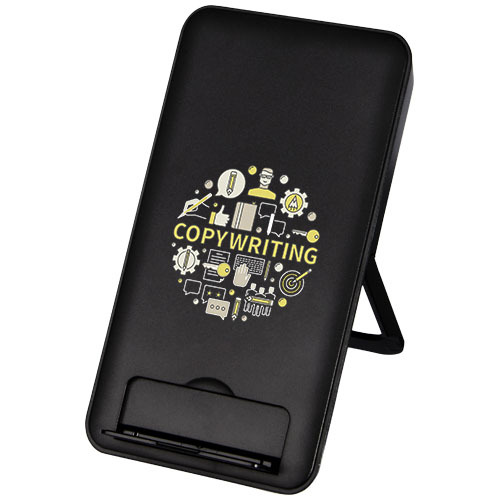 Bezprzewodowa ładowarka indukcyjna Loop o mocy 10W z tworzywa sztucznego pochodzącego z recyklingu ze stojakiem na telefon Czarny 12420390 (1)