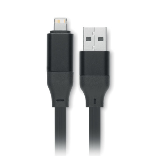 Brelok z kablami 60W z ABS z recyk Czarny MO2443-03 (6)