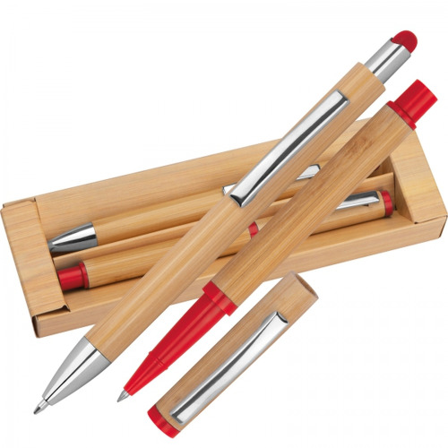 Zestaw piśmienny długopis i pióro kulkowe touch pen SOPHIE Czerwony 1255805 (1)