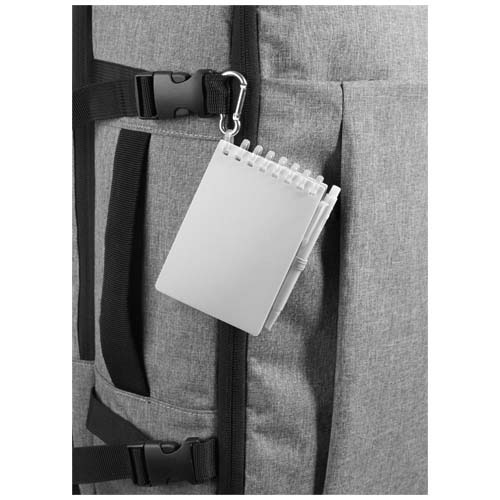 Lig Mini outdoorowy zestaw z notatnikiem w miękkiej okładce z tworzyw sztucznych pochodzących z recyklingu i długopisem (niebieski tusz) Przezroczysty 10705101 (5)