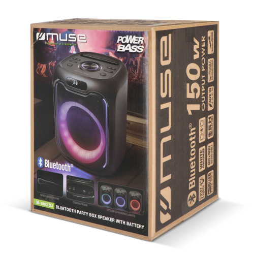 M-1803 | Głośnik imprezowy Muse z mikrofonem 150W Czarny LT45814-N0002 (7)