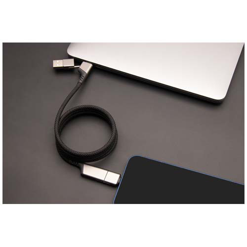 SCX.design C52 magnetyczny kabel do ultraszybkiego ładowania 4-w-1 o mocy 100 W z tworzywa sztucznego rPET  Gun metal 2PX16982 (4)