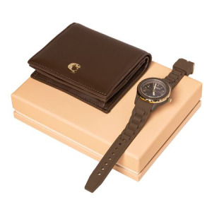 Zestaw upominkowy Cacharel portfel i zegarek - CEL333Y + CMN333Y Brązowy