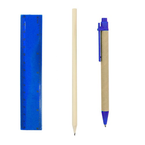 Zestaw szkolny, ołówek, długopis, gumka, temperówka, linijka granatowy V7869-04 (3)