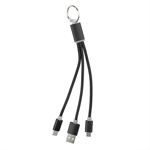 Kabel do ładowania, brelok do kluczy Czarny V0345-03 