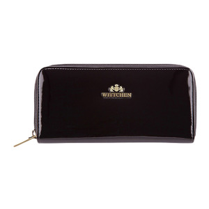 Damski portfel WITTCHEN ze skóry lakierowany na suwak Czarny