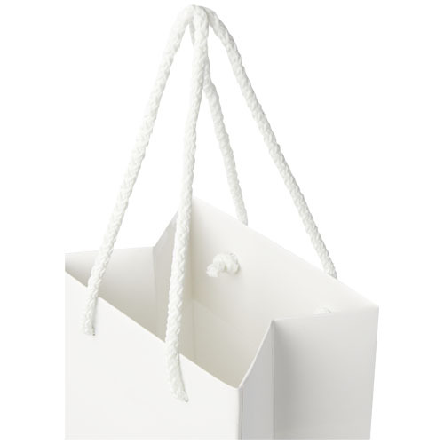 Ręcznie robiona torba na butelkę wina z papieru integra z plastikowymi uchwytami – 12 x 9 x 37 cm Biały 1ZB00701 (5)