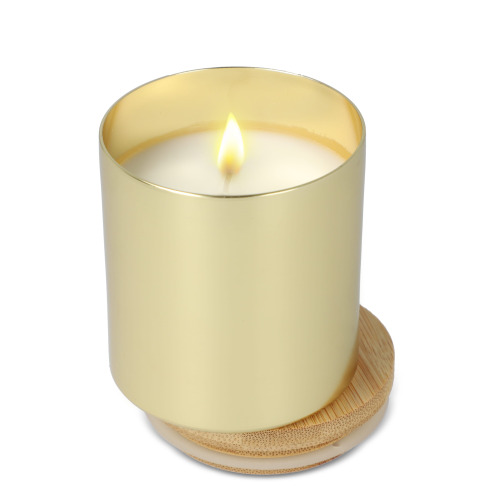 Świeca zapachowa Bhakti na bazie roślin w aluminiowym słoiku z recyklingu Złoty LT90745-N0006 (1)