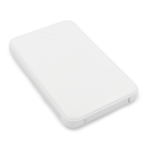 Power bank 5000 mAh ze zintegrowanymi kablami, adapter w komplecie | Presley Biały V0905-02 (4)