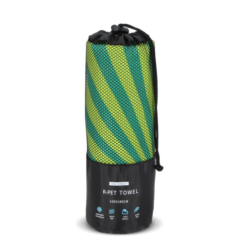 Szybkoschnący ręcznik plażowy R-PET 100×180 cm, sublimacja Jasnozielony LT97215-N0032 (1)