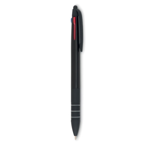 3-kolorowy długopis z rysikiem czarny MO8812-03 (1)