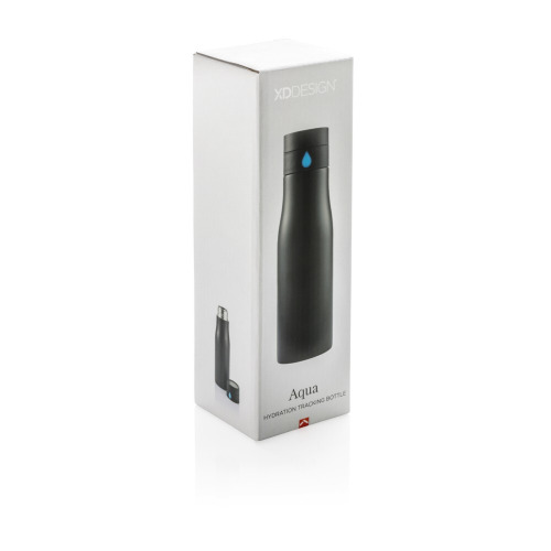 Butelka sportowa 650 ml Aqua, monitorująca ilość wypitej wody Czarny, niebieski P436.881 (1)