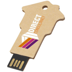 Pendrive wyposażony w interfejs USB 2.0 w kształcie domu z papieru z recyklingu
