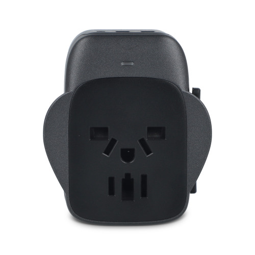 Adapter podróżny PowerPro wykonany z plastiku pochodzącego z recykling Czarny LT41029-N0002 (2)