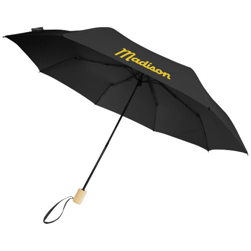 Składany wiatroodporny parasol 51 cm z PET z recyklingu Birgit Czarny 10914590 (1)