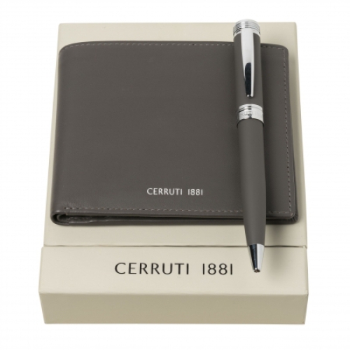 Zestaw upominkowy Cerruti 1881 długopis i portfel - NLM914X + NSG9144X Szary NPBM914X 