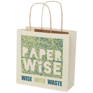 Torba papierowa z odpadów rolniczych ze skręcanymi uchwytami – 24 x 9 x 24 cm