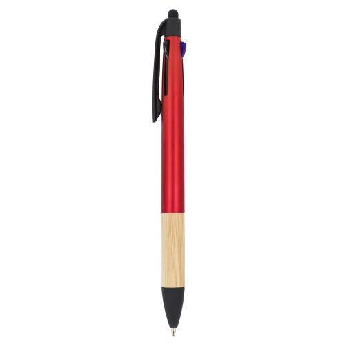 Długopis 3-kolorowy z uchwytem z bambusa Czerwony LT80561-N0021 (1)