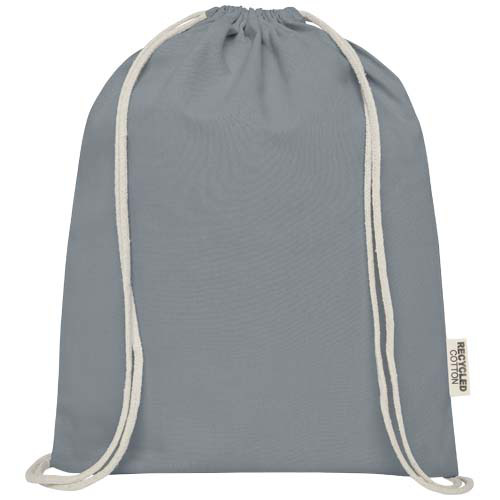 Oregon ściągana sznurkiem torba na zakupy z bawełny z recyklingu z certyfikatem GRS 140 g/m² Szary 12073582 (1)